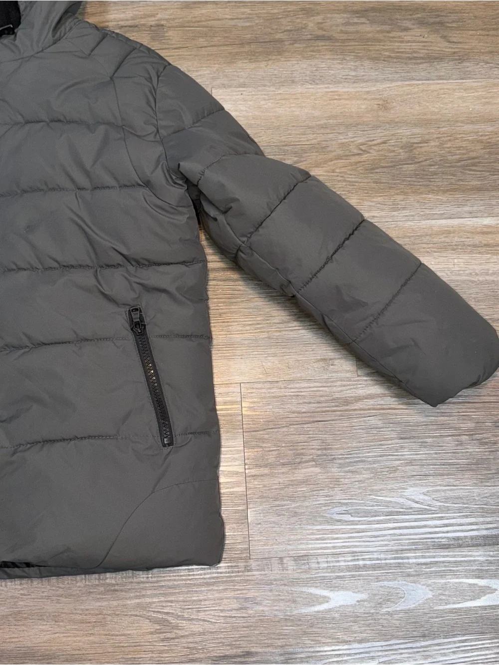 Michael Kors Hooded Puffer Coat Womens Medium (8) Gray Zipper Pockets